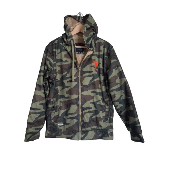 US Polo Assn. Sherpa Camo Hoodie Full Zip Lined Size Medium NWT - Picture 12 of 13
